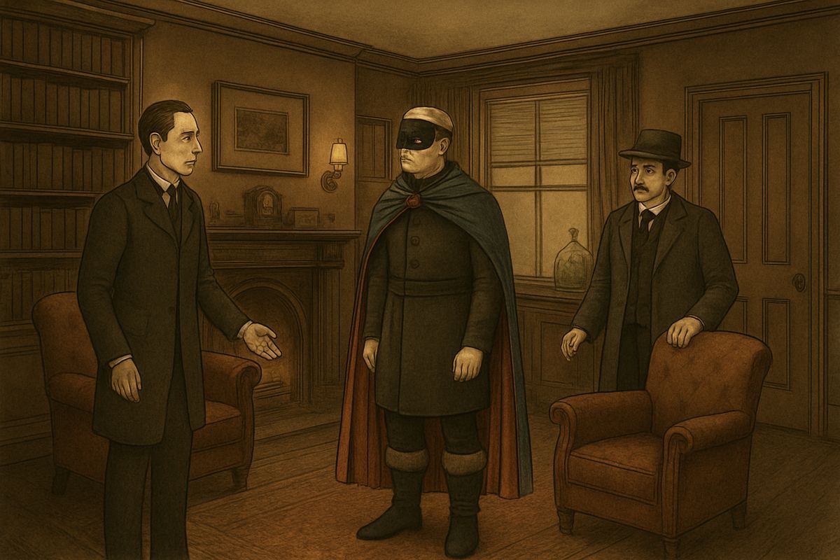 “You may address me as the Count Von Kramm, a Bohemian nobleman,” he said in a deep, harsh German accent. He wished to speak with Holmes alone.