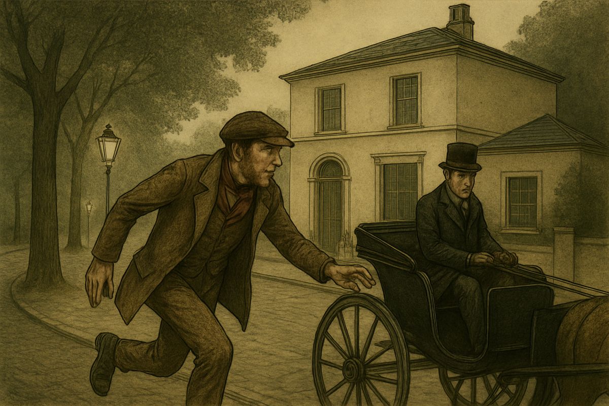 A cab came through the street. The driver looked twice at such a shabby fare, but Holmes jumped in before he could object. “The Church of St. Monica, and half a sovereign if you reach it in twenty minutes.”