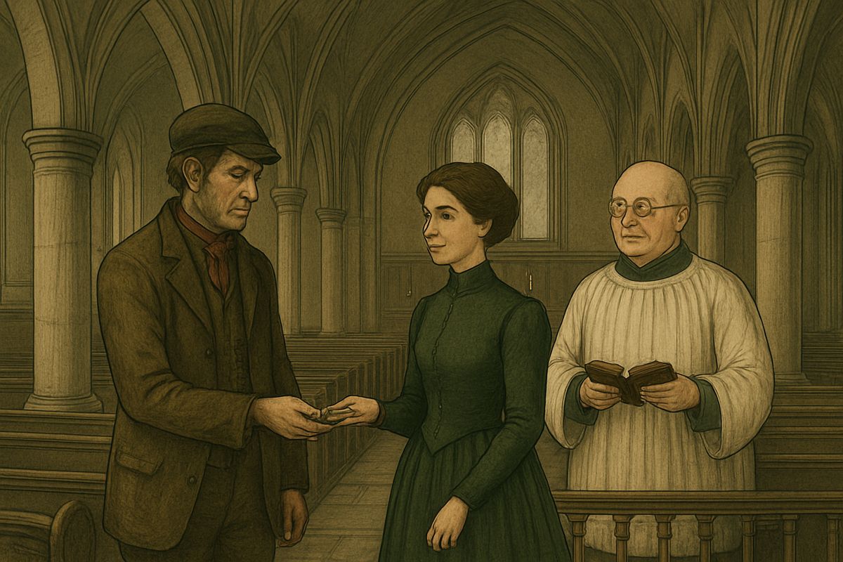 Half-dragged to the altar, Holmes found himself mumbling whispered responses and witnessing the marriage of Irene Adler, spinster, to Godfrey Norton, bachelor. The bride gave him a sovereign, which he meant to wear on his watch chain.