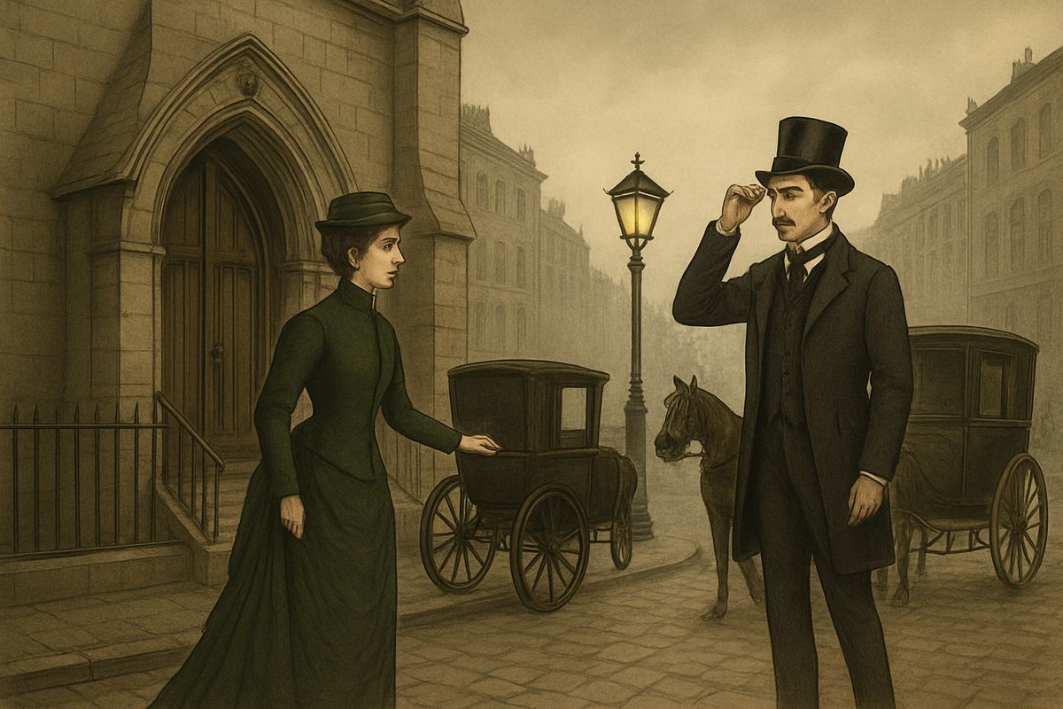 At the church door the couple separated, he driving back to the Temple and she to her own house. “I shall drive out in the park at five as usual,” she said as she left him.