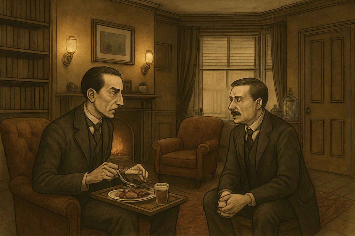 Over cold beef and beer, Holmes asked for Watson's help. “You don't mind breaking the law?” “Not in the least.” “Nor running a chance of arrest?” “Not in a good cause.” “Oh, the cause is excellent!”