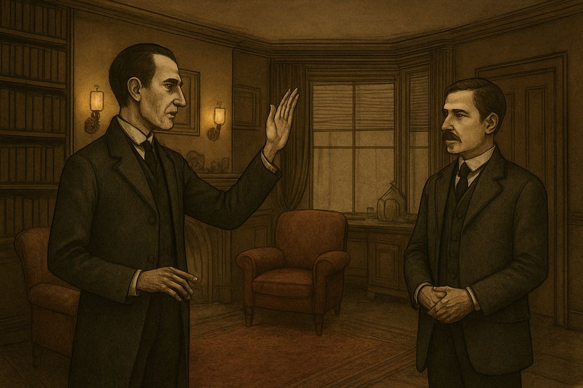 Watson must not interfere, come what may. Holmes would be carried into the house; the sitting-room window would open. “And when I raise my hand—so—you will throw into the room what I give you, and raise the cry of fire.”