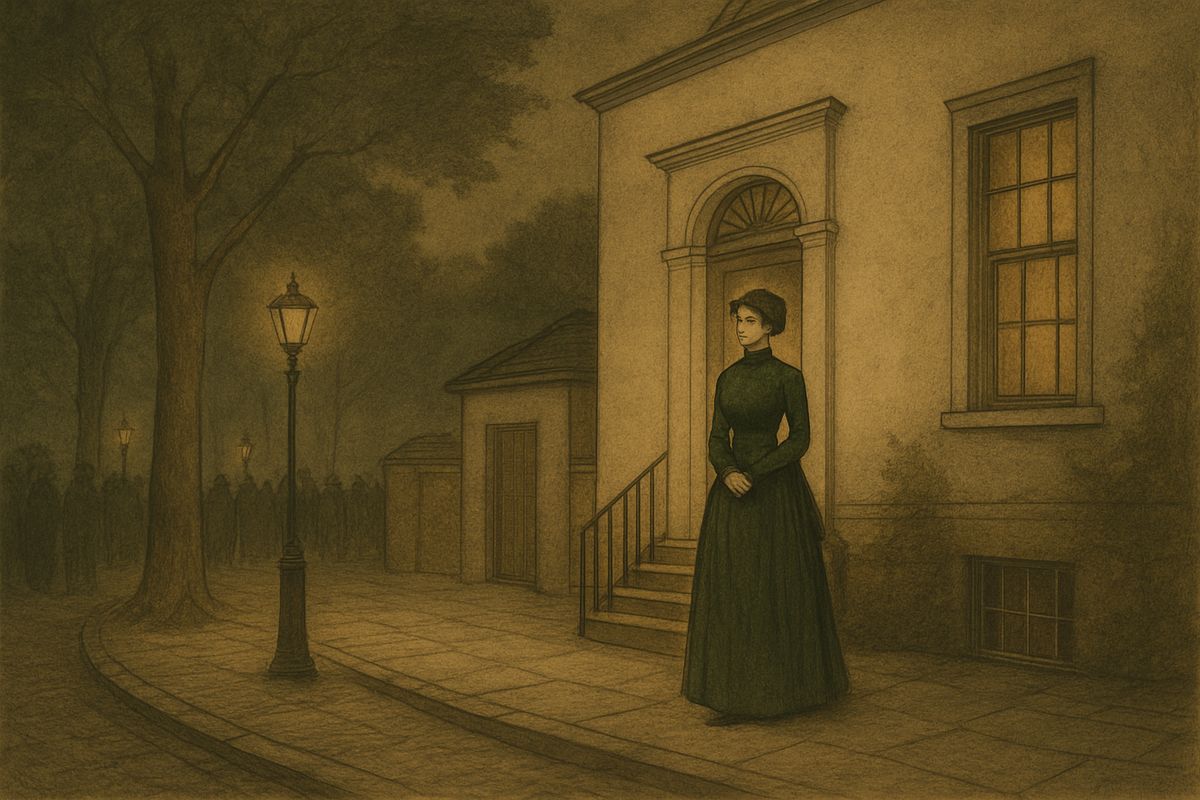 Irene Adler had hurried up the steps, but she stood at the top, her superb figure outlined against the lights of the hall, looking back into the street. “Is the poor gentleman much hurt?”