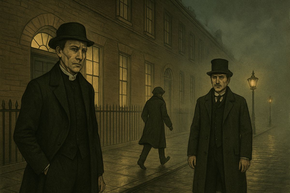 At the Baker Street door, as Holmes searched for his key, a slim youth in an ulster hurried by. “Good-night, Mister Sherlock Holmes.” “I've heard that voice before,” said Holmes, staring down the dim street.
