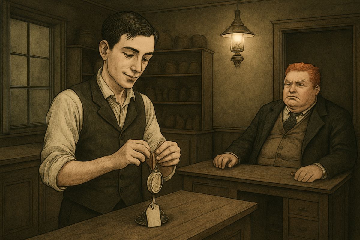 The assistant was Vincent Spaulding, a smart fellow of uncertain age who could have earned twice as much elsewhere. Wilson saw no reason to put ideas in his head. 'I don't know that your assistant is not as remarkable as your advertisement,' Holmes observed.