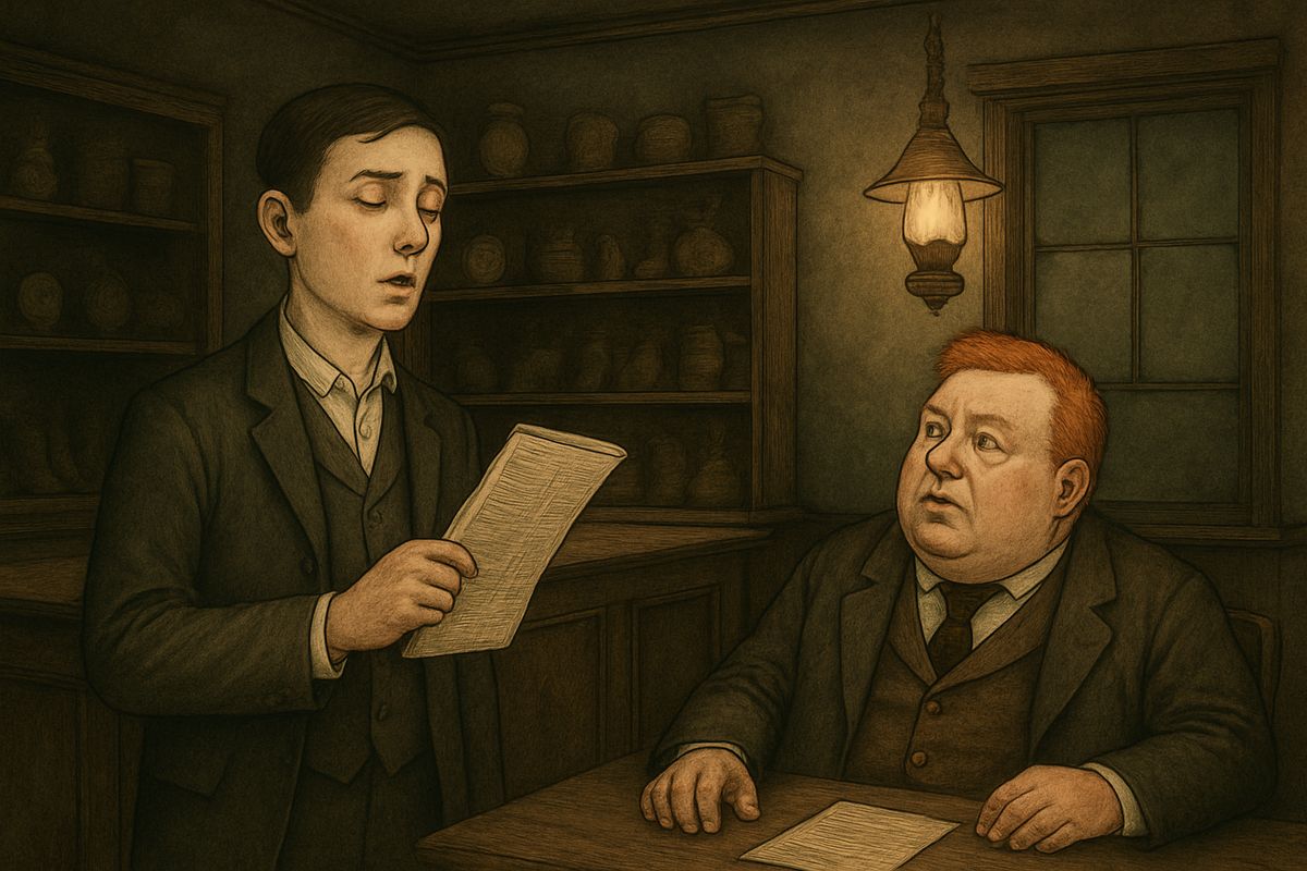Eight weeks earlier, Spaulding had come into the office with that very newspaper in his hand. 'I wish to the Lord, Mr. Wilson, that I was a red-headed man,' he sighed. There was another vacancy in the League, worth a little fortune to whoever got it.
