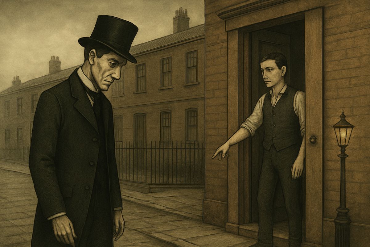 A bright-looking, clean-shaven young man opened the door at once. Holmes asked the way to the Strand. 'Third right, fourth left,' the assistant answered promptly, and closed the door.