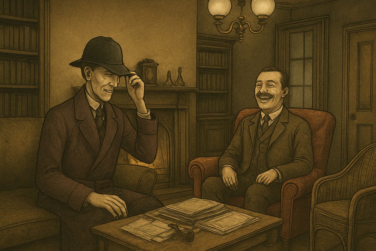 Asked how he knew the man was intellectual, Holmes clapped the hat on his own head. It came right down over his forehead and settled on the bridge of his nose. “A man with so large a brain must have something in it.”