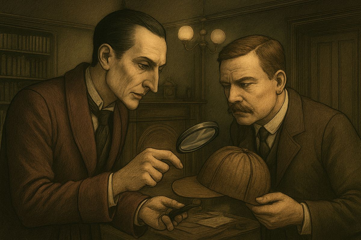 The dust was the fluffy brown dust of a house, and nobody had brushed the hat for weeks. That, said Holmes, was why he thought the wife had lost her affection. The goose was a peace-offering for her. Five tallow stains showed the man went upstairs by candle, not gas.