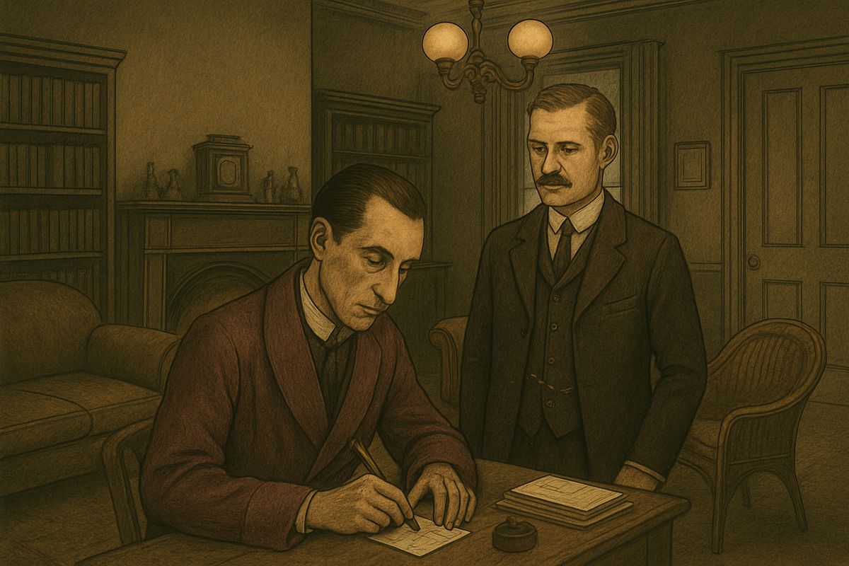 Holmes tossed the paper aside. The chain now ran from a rifled jewel-case to a goose on Tottenham Court Road, and they had to find Henry Baker. He wrote an advertisement asking Baker to call at 221B at half-past six.