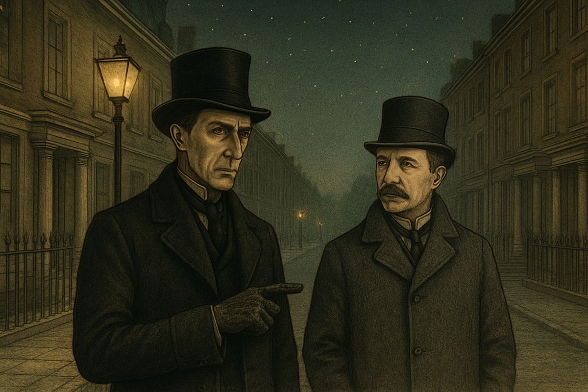 Out in the frosty air Holmes buttoned his coat. There was a goose at one end of this chain, he said, and at the other a man facing seven years in prison. “Faces to the south, then, and quick march!”