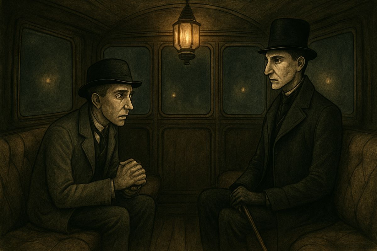They drove back to Baker Street without a word. The whole way, Ryder's high, thin breathing and the clasping and unclasping of his hands showed how tense he was.