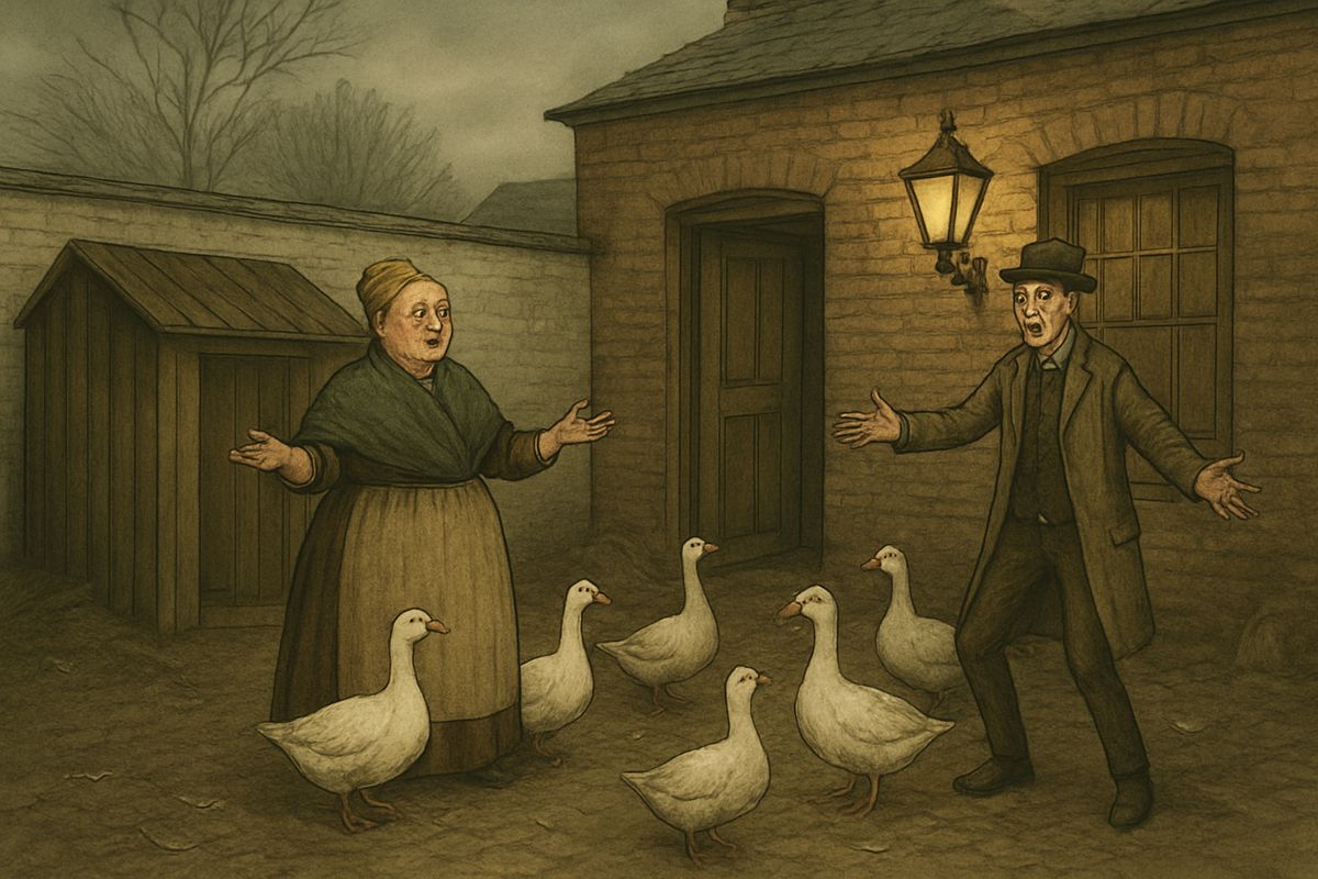 He ran back to Brixton, but the yard was empty. The geese had gone to Breckinridge of Covent Garden. “There were two barred-tailed ones,” said Maggie, “and I could never tell them apart.”
