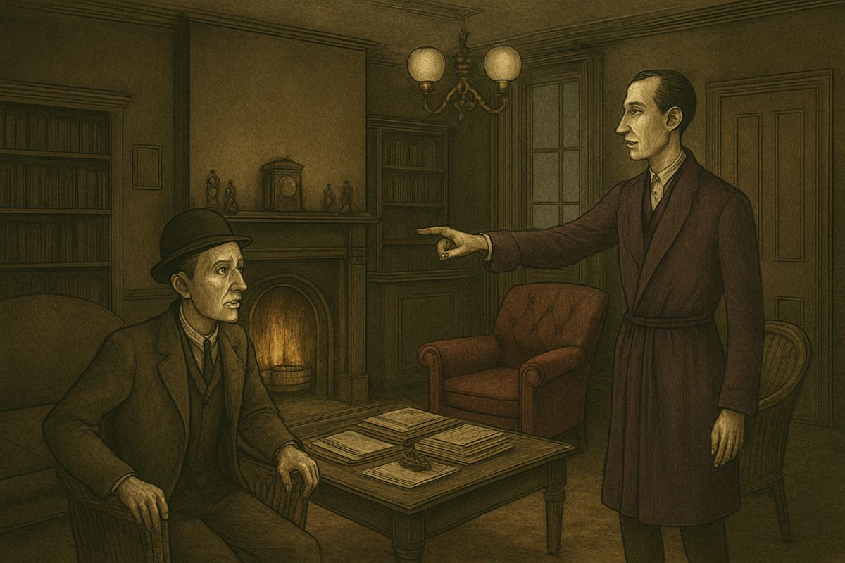 There was a long silence, broken only by Holmes tapping his fingertips on the table. Then he rose and threw open the door. “Get out!” he said.