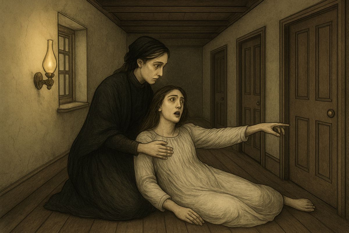 Julia fell into her arms, writhing in agony. “Oh, my God! Helen! It was the band! The speckled band!” she shrieked. She stabbed a finger towards the Doctor's room before a fresh convulsion choked her words.