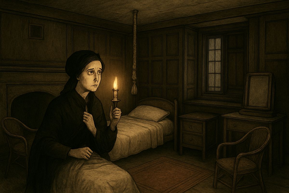 Now Helen was engaged herself, to Percy Armitage. Two days ago, repairs to her wall forced her into her dead sister's room and bed. Last night, lying awake, she heard the same low whistle. She lit the lamp, but the room was empty.