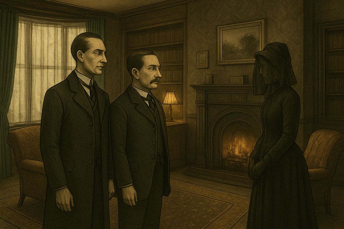Already relieved, Miss Stoner declined breakfast. She dropped her thick black veil over her face and slipped quietly from the room, promising to meet them that afternoon.