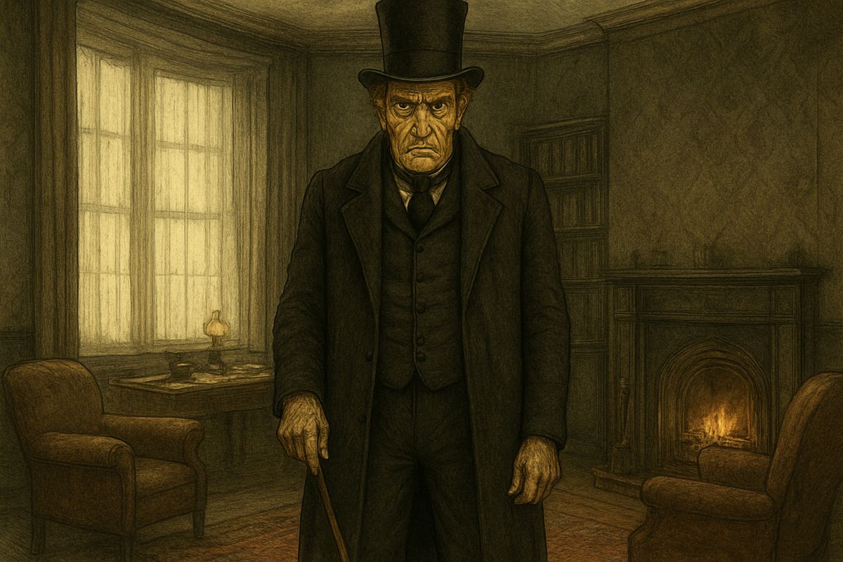 His large face was seared with a thousand wrinkles, burned yellow by the sun and marked with every evil passion. With his deep-set, bloodshot eyes and thin, high nose, he looked like a fierce old bird of prey. It was Dr. Grimesby Roylott.