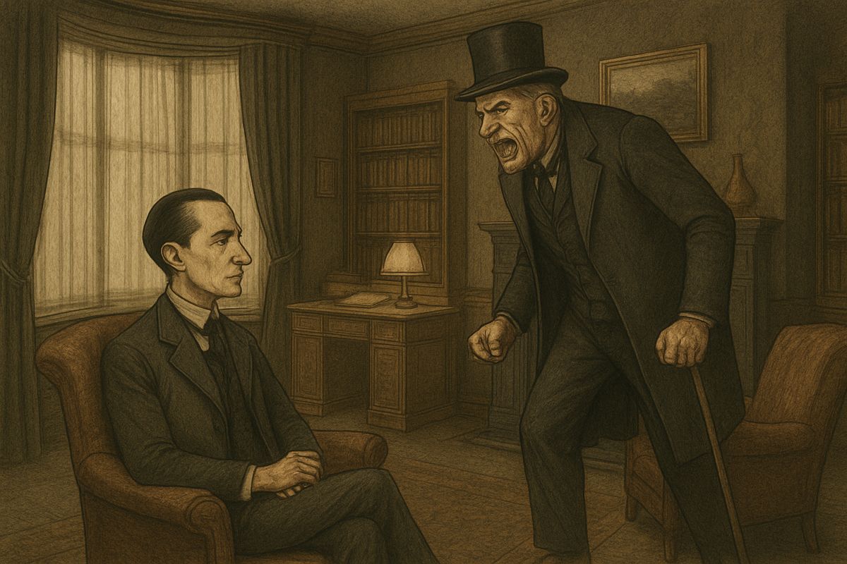 “What has she been saying to you?” Roylott screamed. Holmes, perfectly calm, remarked that it was a little cold for the time of year, though he had heard the crocuses promised well.