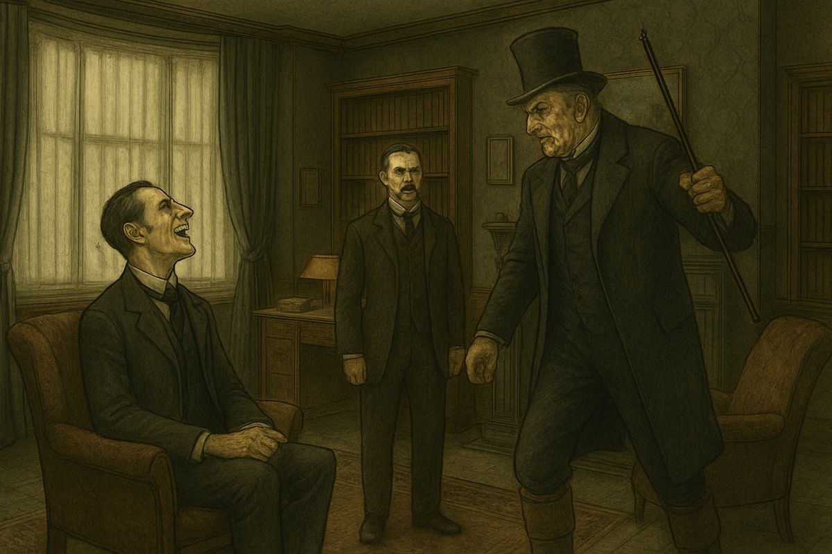 Roylott shook his crop and raged: Holmes the meddler, the busybody, the Scotland Yard Jack-in-office! Holmes only chuckled. “Your conversation is most entertaining. When you go out, close the door, for there is a decided draught.”