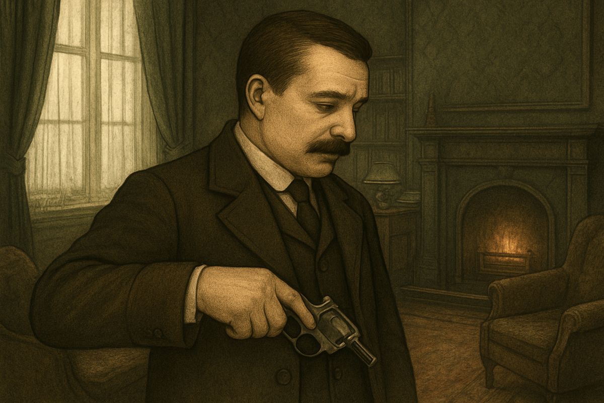 “This is too serious for dawdling,” said Holmes. He asked Watson to put his revolver in his pocket. An Eley's No. 2, he said, was an excellent argument with gentlemen who twist steel pokers into knots.