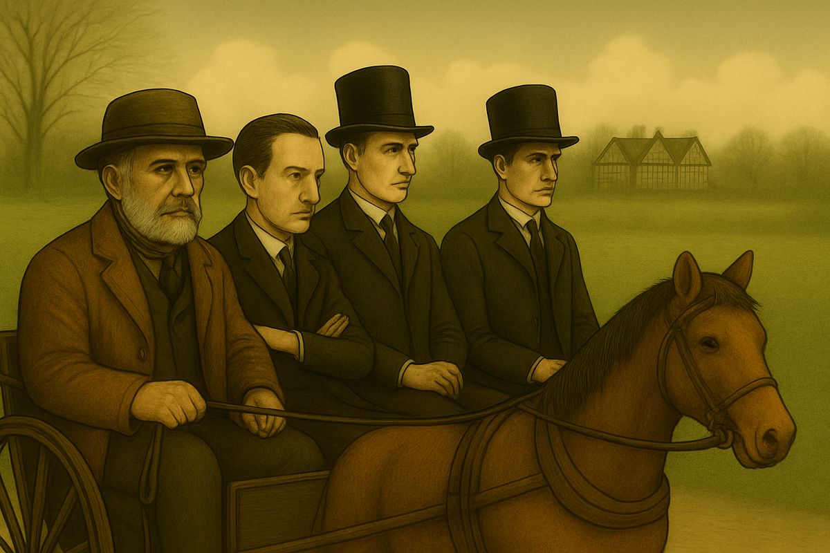 They took the train to Leatherhead and hired a trap to drive through the lovely Surrey lanes. It was a perfect spring day, with the hedges just turning green. It felt strange beside their sinister errand. Holmes sat hunched in deep thought.