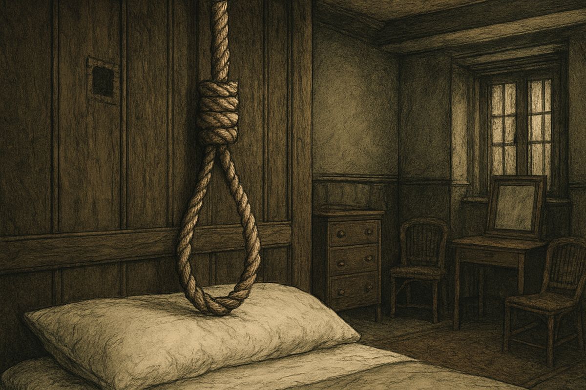 His eye fell on a thick bell-rope hanging beside the bed, its tassel lying on the pillow. It was newer than everything else and had been put up two years ago, yet Julia had never asked for it or used it.