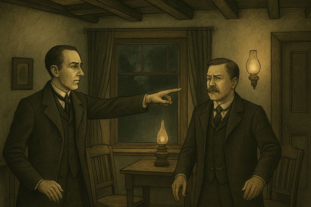 At nine o'clock the light among the trees went out. Two hours dragged by. Then, at the stroke of eleven, a single bright light shone out ahead of them. “That is our signal,” said Holmes, springing to his feet.