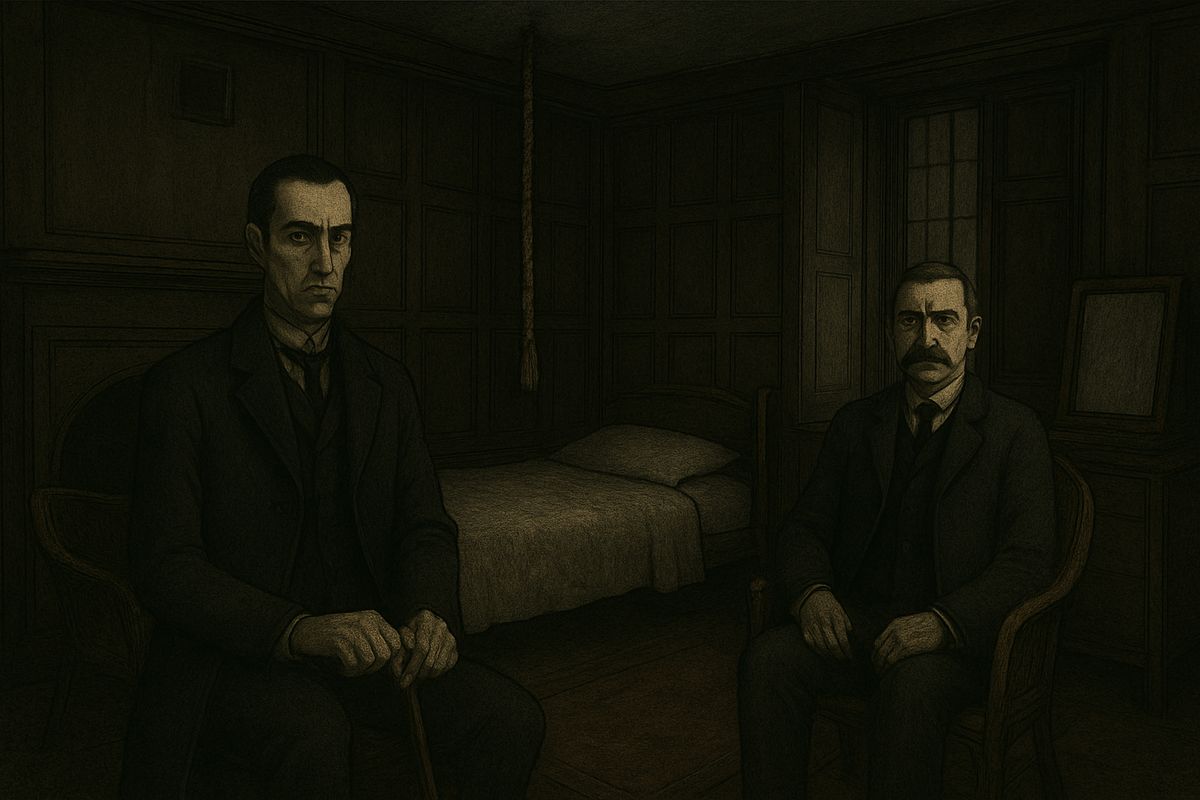 Watson would never forget that dreadful vigil. They sat in total darkness. A night-bird cried, and once a catlike whine at the window told them the cheetah was loose. The parish clock struck twelve, then one, two and three.