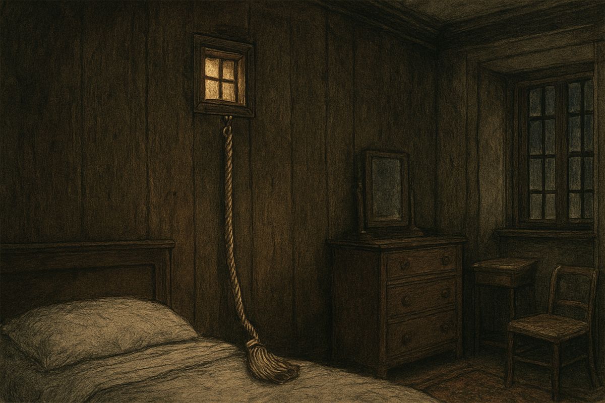 Suddenly a light gleamed briefly at the ventilator, followed by a smell of burning oil and hot metal. Someone in the next room had lit a dark-lantern. Half an hour later came a soft sound, like steam escaping from a kettle.
