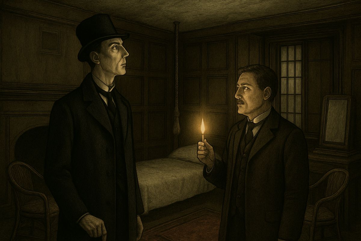 Holmes stood deadly pale, staring up at the ventilator with horror and disgust. Then out of the silence burst the most horrible cry Watson had ever heard, a hoarse yell of pain, fear and rage that woke sleepers even in the distant village.