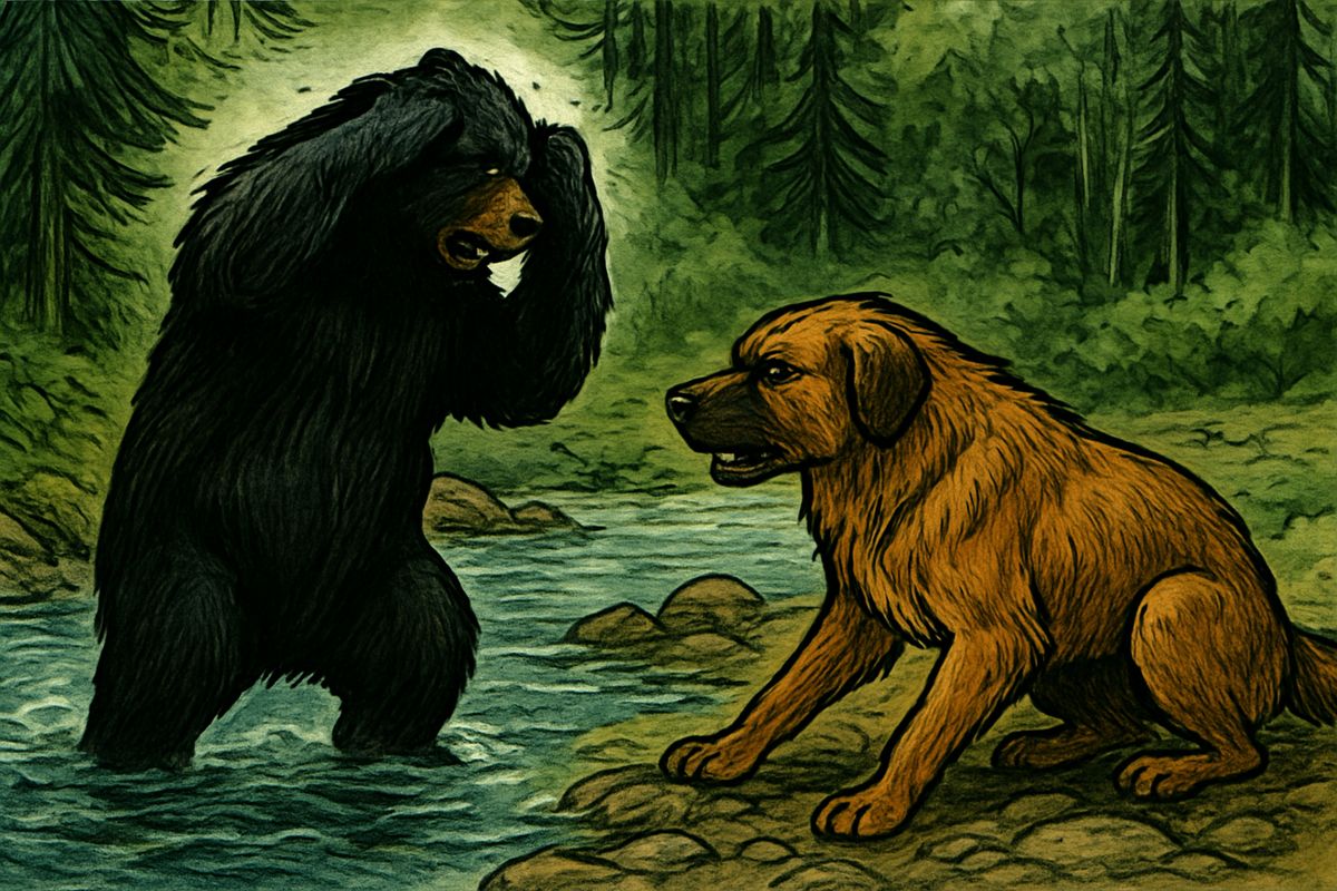 Buck greeted Thornton wildly and stayed close for two days, but the call drew him back to the woods. He began staying away for days, hunting alone beyond the divide. By a salmon stream he met a huge black bear, blinded and maddened by mosquitoes, and after a hard fight he killed it.