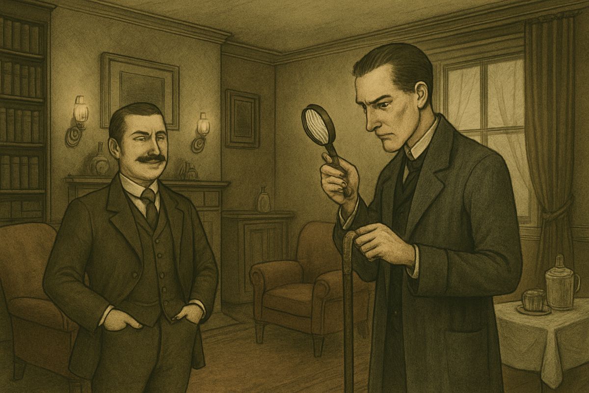 Watson decided that the owner must be an elderly, well-respected country doctor who walked a great deal, and that 'C.C.H.' was probably some local hunt. Holmes was full of praise. "Really, Watson, you excel yourself," he said. Then he took the stick over to the window and looked at it through his lens.