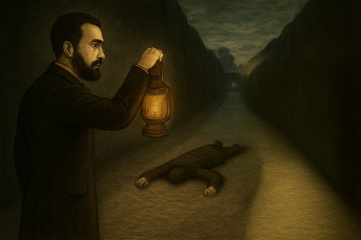 Holmes yawned and said it was a tale "to a collector of fairy tales." So Mortimer read a newspaper report instead. Kind, generous Sir Charles took a walk down his yew alley every night. On the fourth of May he never came back. Barrymore the butler took a lantern and found his master lying dead at the far end.