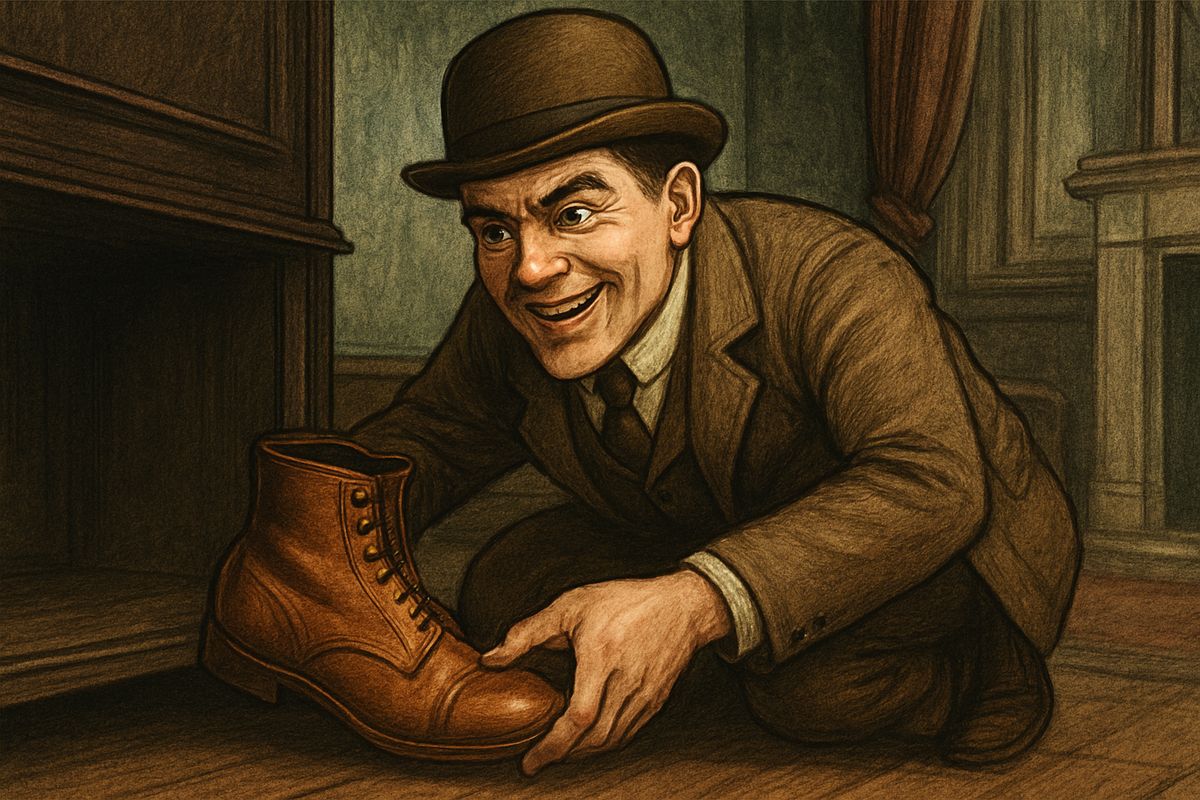 As they rose to leave, Sir Henry pulled the missing brown boot from under a cabinet, in a room searched before lunch. It was a clue: someone wanted a boot Sir Henry had actually worn. The new one, never on his feet, had been the wrong boot to take first.