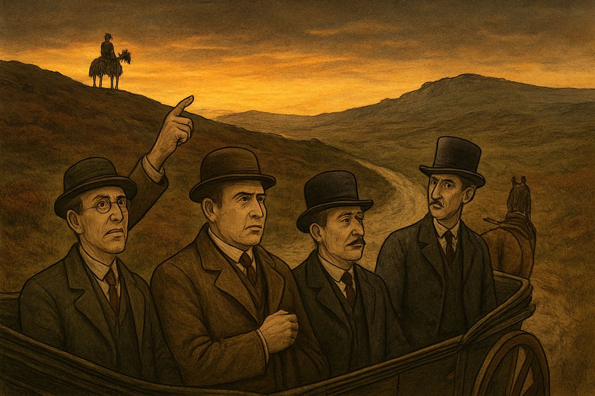 The train sped into Devon, and Sir Henry cried out with delight at every red field and granite hill. But as their wagonette climbed toward the moor, they saw a mounted soldier watching the road, rifle ready. "There's a convict escaped from Princetown, sir," said the driver. It was Selden, the Notting Hill murderer, a man who would stick at nothing.
