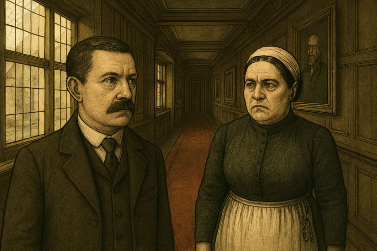 At breakfast Barrymore swore that the sobbing in the night could not have come from his wife. But in the corridor Watson saw Mrs. Barrymore's eyes, red and swollen from weeping. Then the postmaster's boy admitted he had handed Holmes's test telegram to Mrs. Barrymore, not her husband — so Barrymore might have been the spy in London after all.