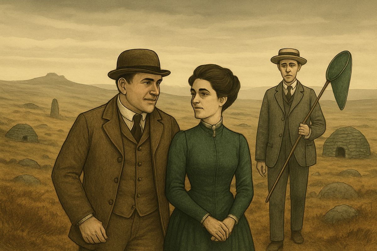 From the Hall, Watson sent Holmes long letters about the moor, where the grey stone huts of forgotten ancient people covered the hills. Sir Henry had fallen for Miss Stapleton at first sight, and the two met almost daily. Yet her brother looked on with plain disapproval and took pains never to leave them alone together.
