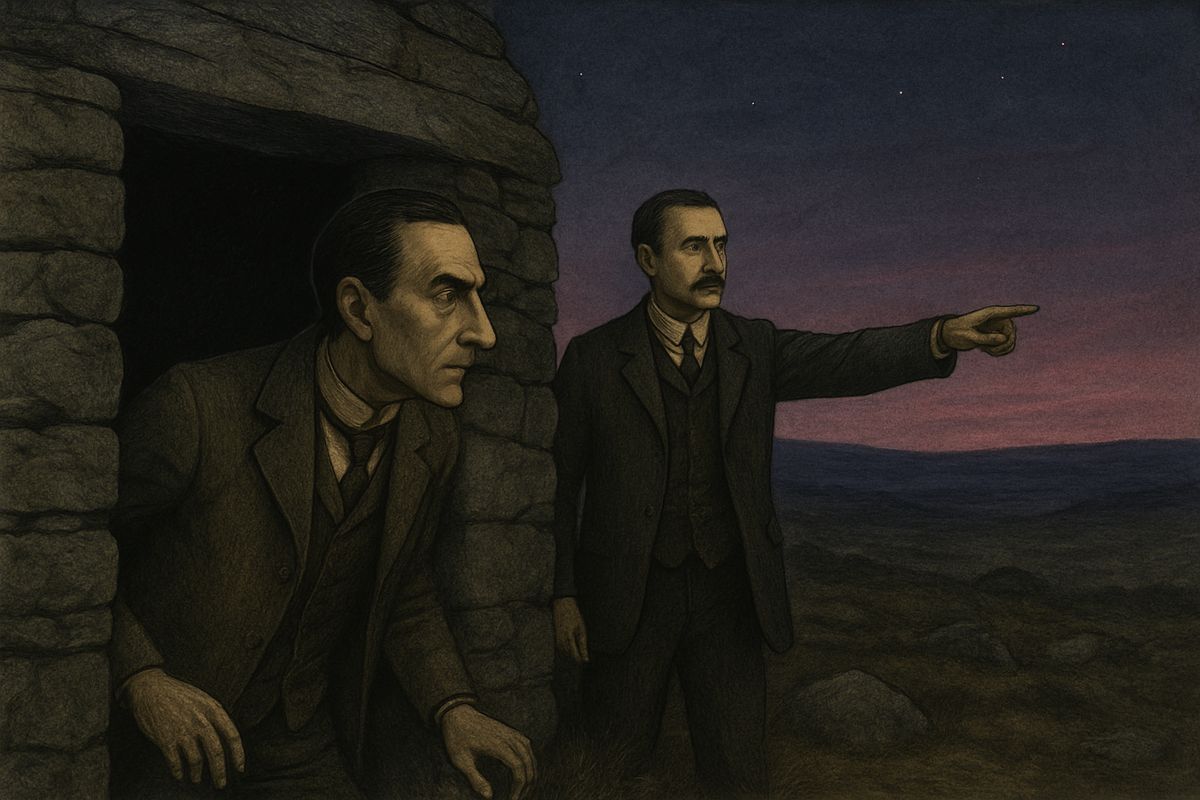 Suddenly a long scream of horror broke the silence of the dark moor. It came again, nearer, and with it a deep, rumbling bay that rose and fell like the sea. Holmes, the man of iron, was shaken. "The hound! Come, Watson, come! Great heavens, if we are too late!" They ran blindly into the night.
