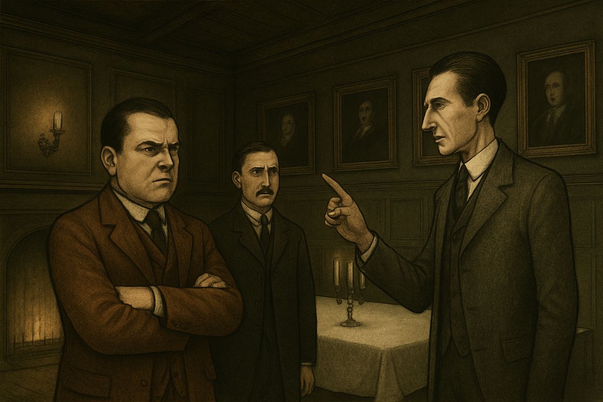 Next morning Holmes told a hurt Sir Henry that he and Watson must go to London. Sir Henry was to dine at Merripit House and walk home alone, but only by the straight path. At Coombe Tracey station, Holmes sent young Cartwright off to London on the train with a telegram to send, so the trip would look real.