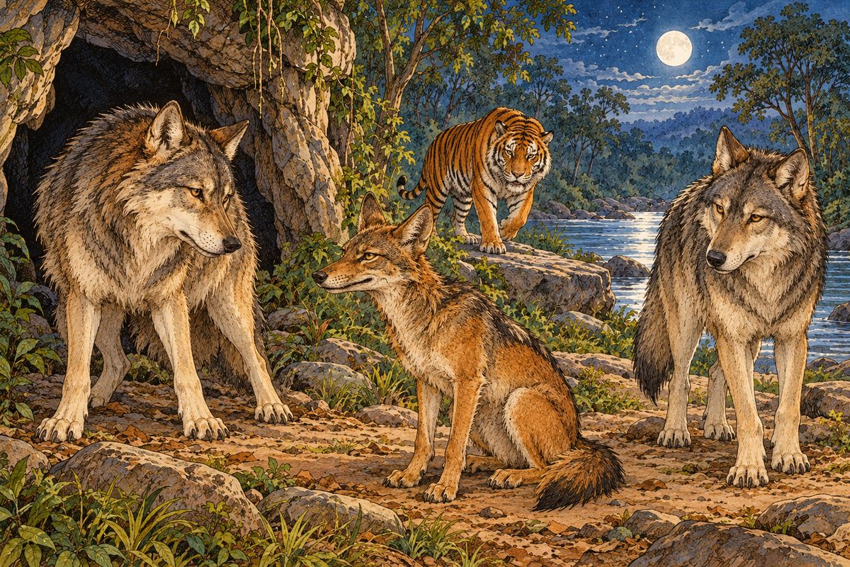 Now, Tabaqui knew as well as anyone else that there is nothing so unlucky as to compliment children to their faces. It pleased him to see Mother and Father Wolf look uncomfortable.