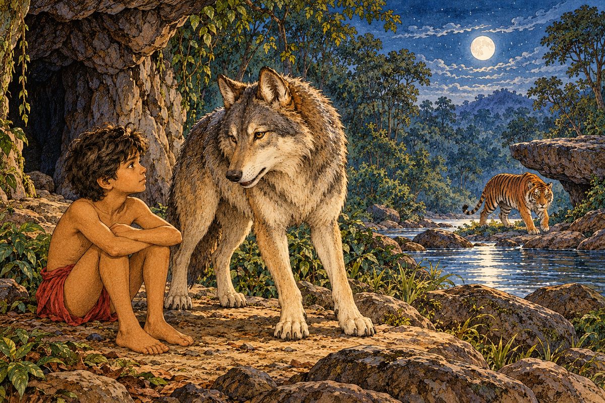 Mother Wolf told him once or twice that Shere Khan was not a creature to be trusted, and that some day he must kill Shere Khan. But though a young wolf would have remembered that advice every hour, Mowgli forgot it because he was only a boy—though he would have called himself…