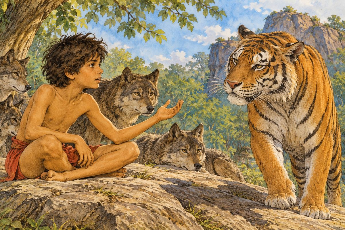 “Are all these tales such cobwebs and moontalk?” said Mowgli. “That tiger limps because he was born lame, as everyone knows.