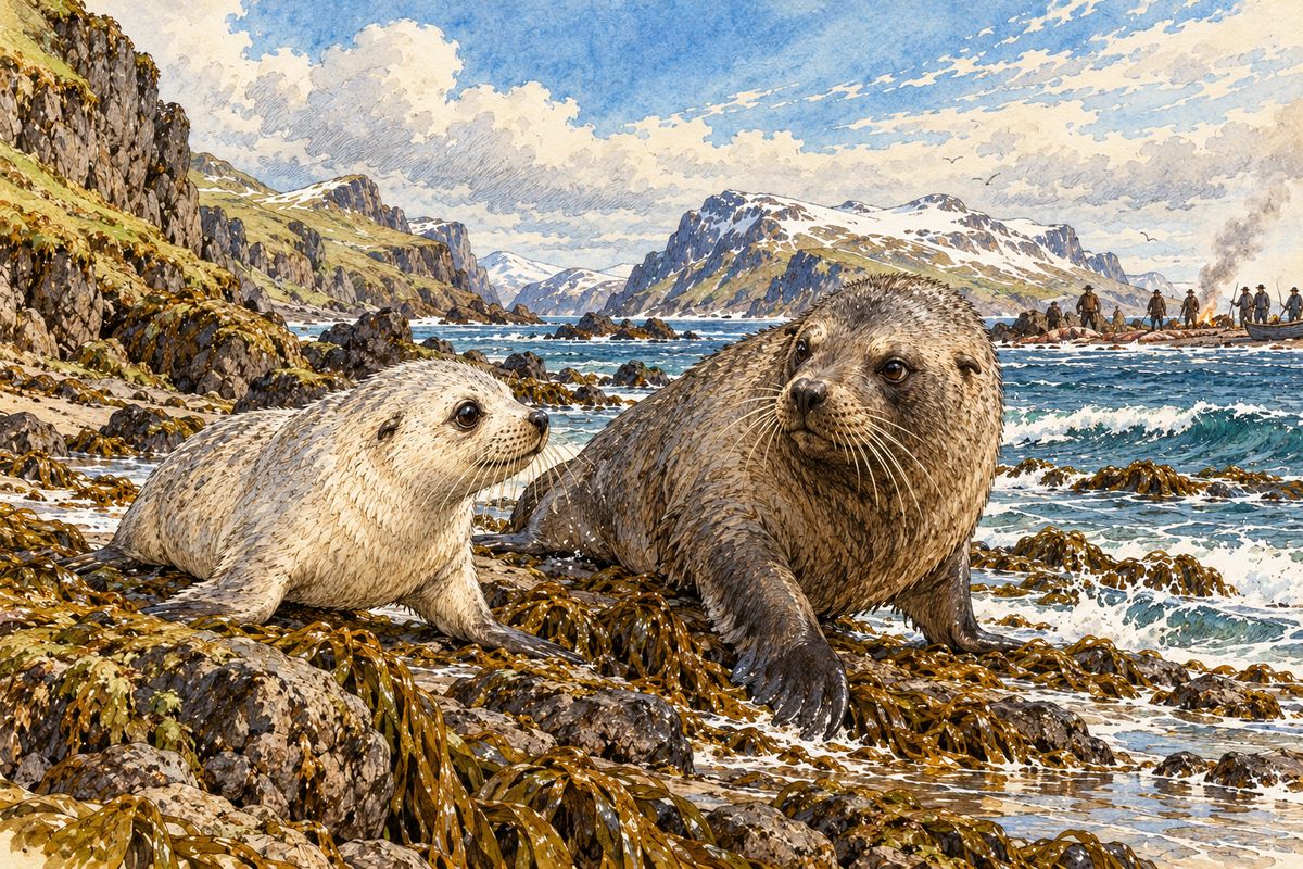 “Hsh! Don’t look behind you,” said Kerick. “It is Zaharrof’s ghost! I must speak to the priest about this.” The distance to the killing-grounds was only half a mile, but it took an hour to cover, because if the seals went too fast Kerick knew that they would get heated and then their fur would come off in patches when they were skinned. So they went on very