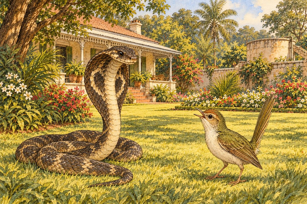 “Now,” he said, when he awoke, “I will go back to the house. Tell the Coppersmith, Darzee, and he will tell the garden that Nagaina is dead.”