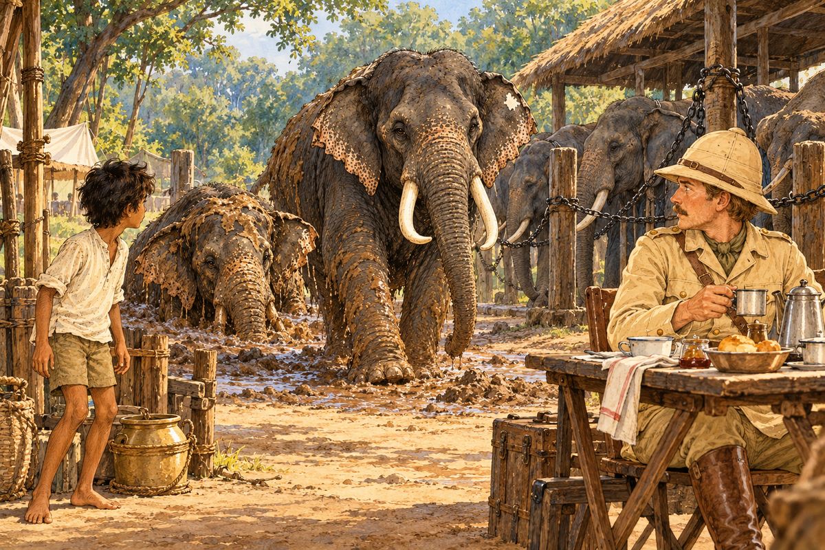 The third elephant watched the two go away, snorted, wheeled round, and took his own path. He may have belonged to some little native king’s establishment, fifty or sixty or a hundred miles away.