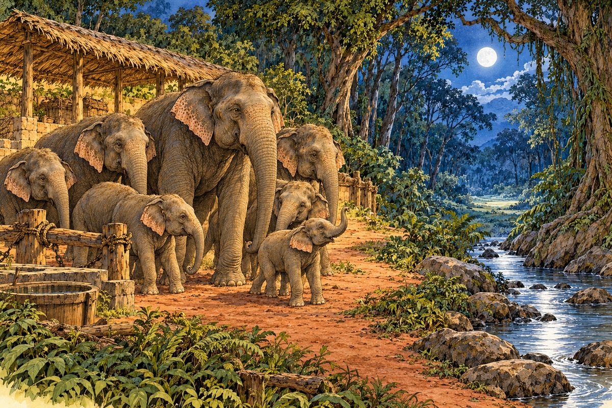 They looked at one another and up and down, and they wondered. For the ways of elephants are beyond the wit of any man, black or white, to fathom.