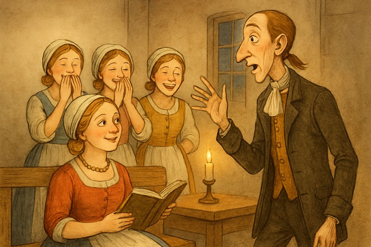 But Ichabod's quiet life was soon upset by something more puzzling than any ghost: a woman. Katrina Van Tassel, the rosy, flirty eighteen-year-old daughter of a rich Dutch farmer, came to his singing class, and his soft heart was lost at once.