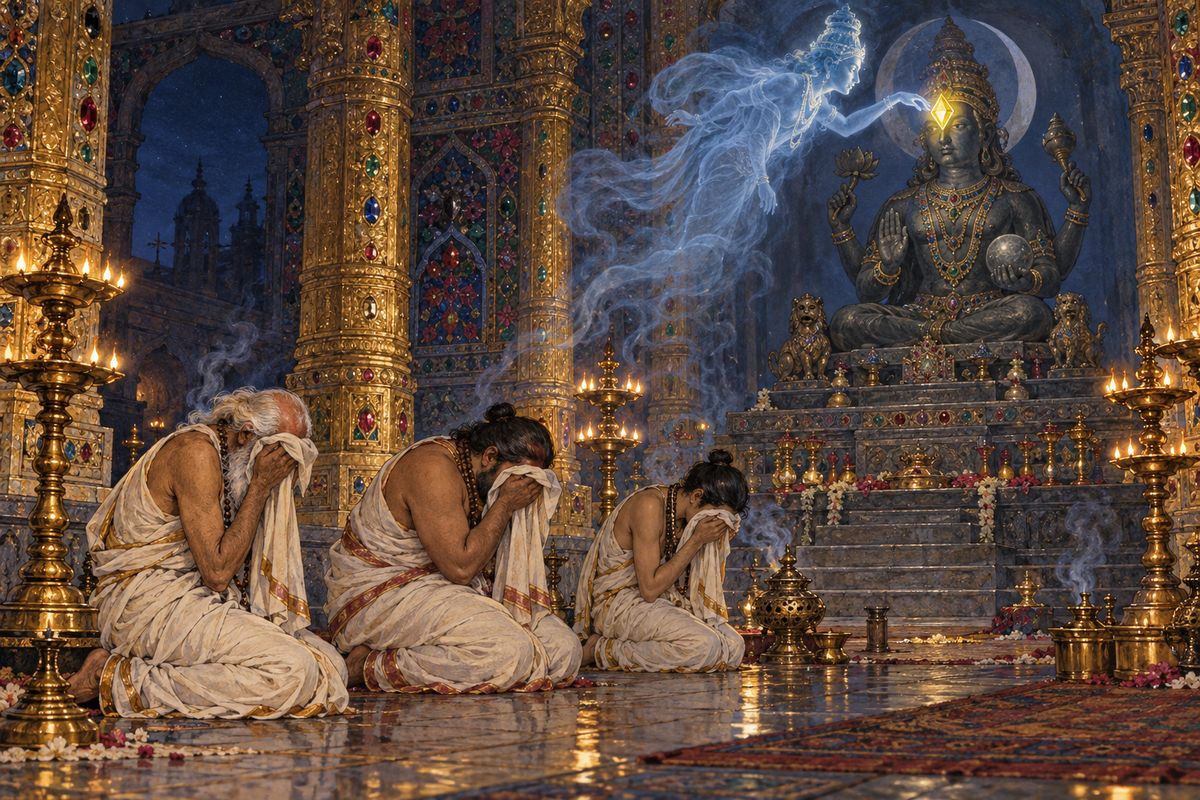 I set down these lines in India for my relatives in England, on my word of honour. The camp tale ran thus: a Yellow Diamond, called the Moonstone, once shone in the moon-god's forehead. When the god was carried to Benares, Vishnu came to three Brahmins in a dream, ordered the stone guarded by three priests in every generation, and foretold disaster for anyone who seized it.