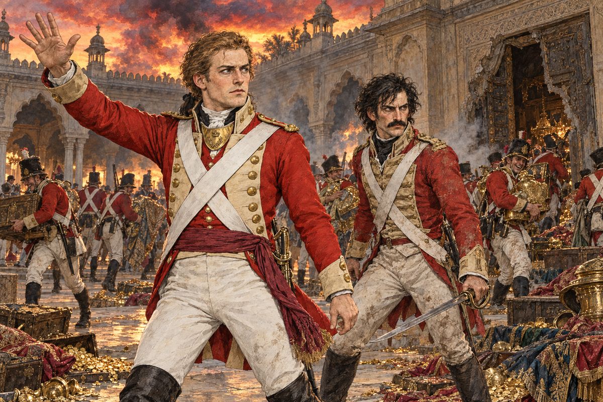 We stormed the city on the 4th of May, 1799. At dusk, with Tippoo found dead, Herncastle and I met outside the treasury, where we had been sent to stop the looting. He looked half mad after the day's slaughter. The soldiers kept shouting "Who's got the Moonstone?" as a joke, and then terrible yelling broke out across the courtyard.
